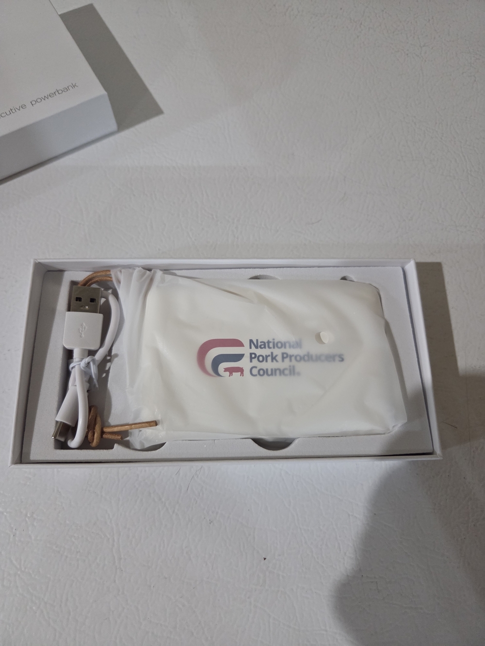 Executive Powerbank - White Portable Charger With Logo